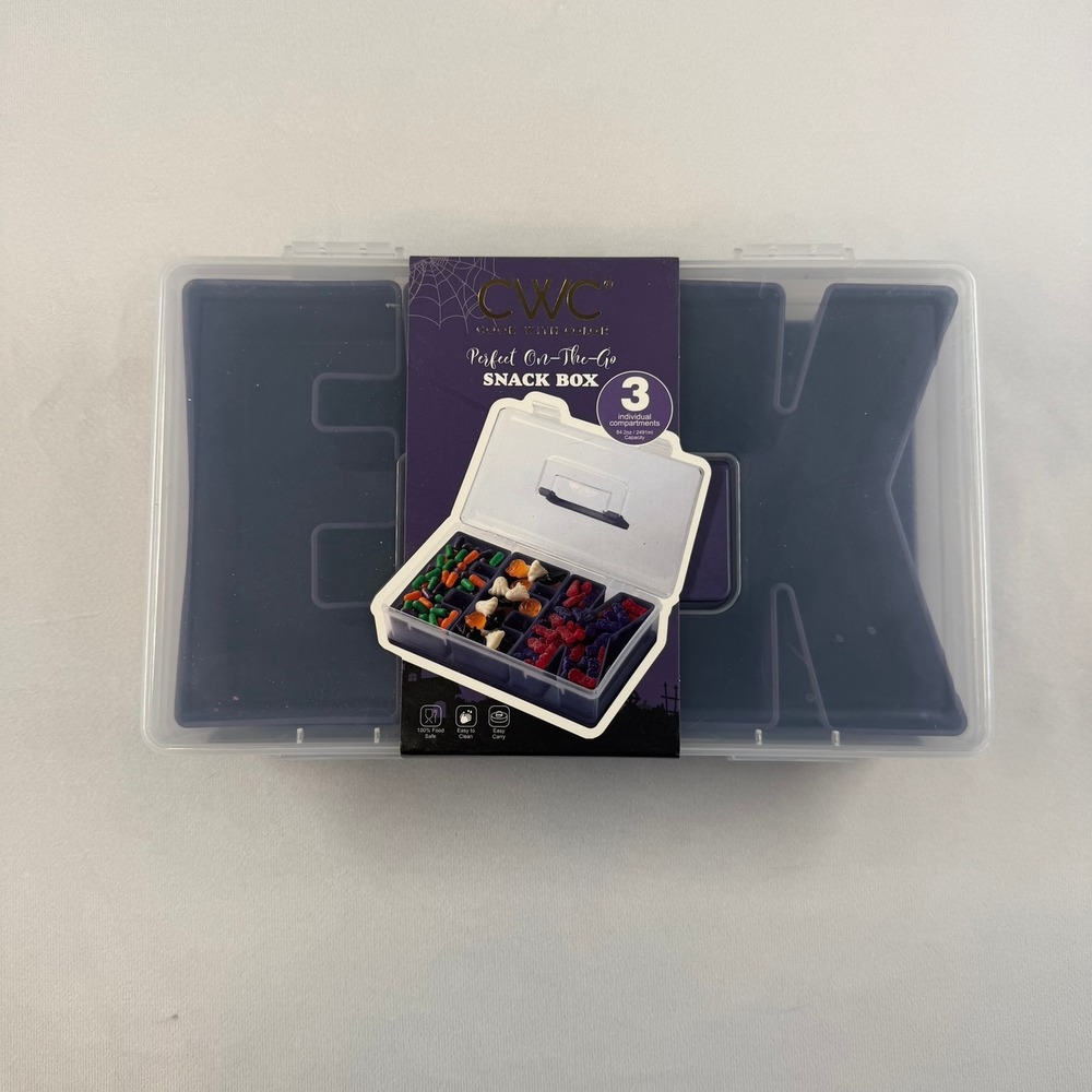 CWC EEK Halloween Snack Box 3 Compartment Portable Snackle Box Purple New